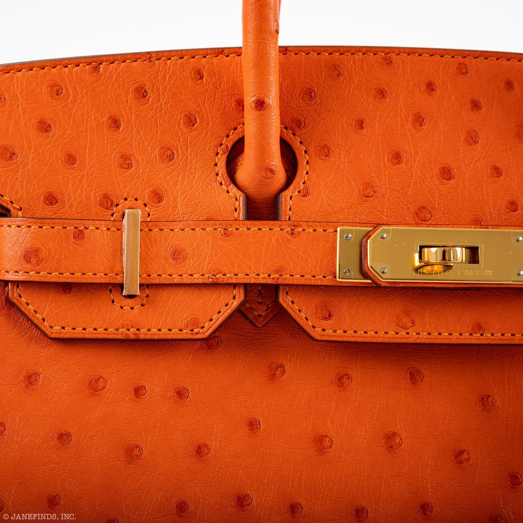 Hermes Birkin 30 Tangerine Ostrich with Gold Hardware - 2016, X - Exclusu