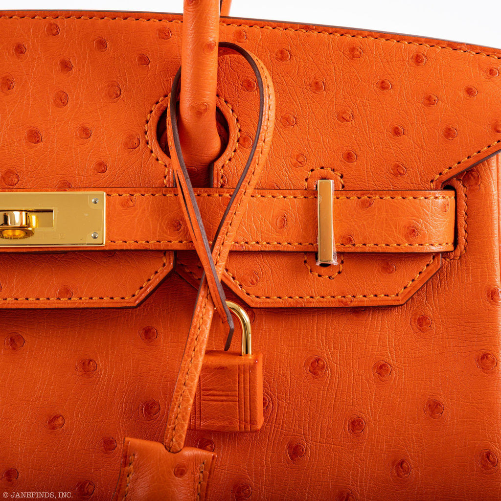 Hermes Birkin 30 Tangerine Ostrich with Gold Hardware - 2016, X - Exclusu