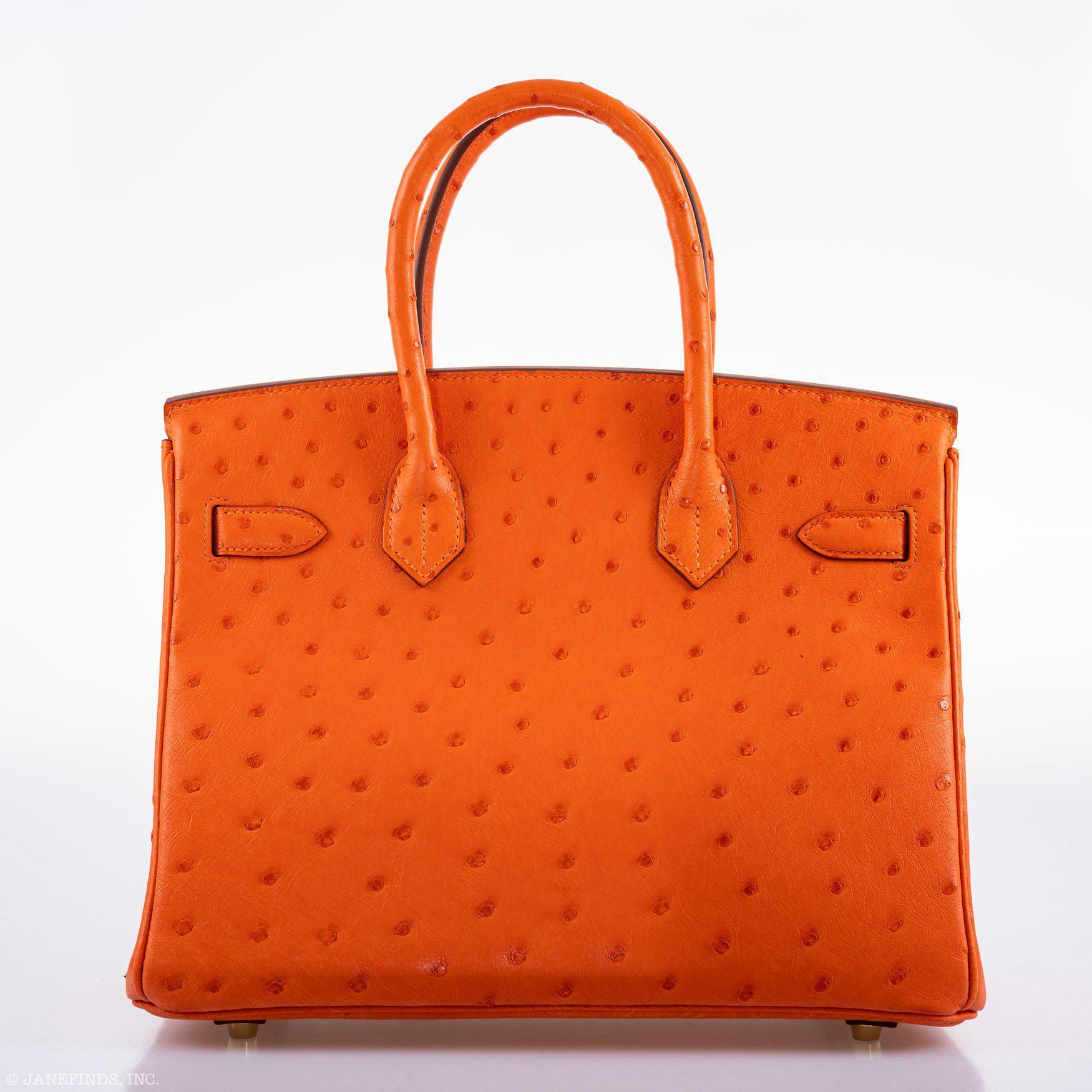 Hermes Birkin 30 Tangerine Ostrich with Gold Hardware - 2016, X - Exclusu