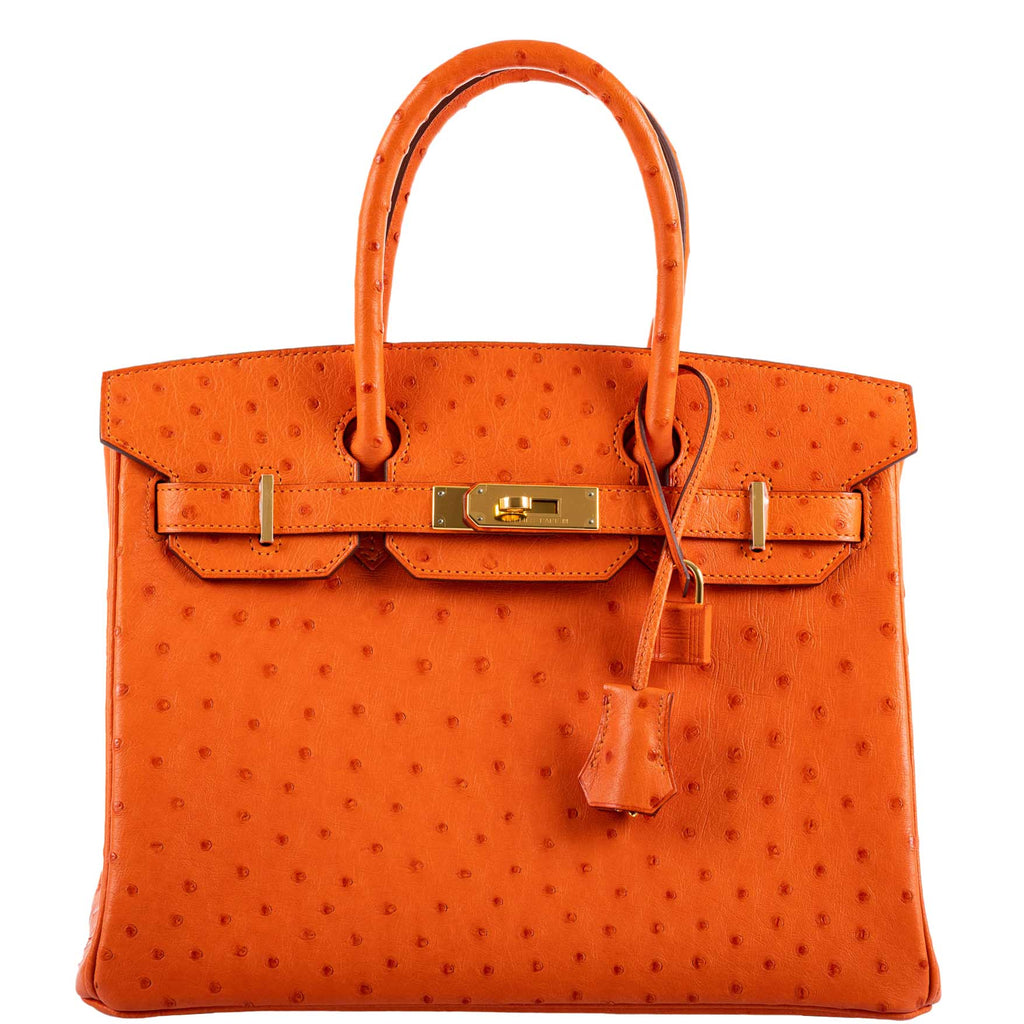 Hermes Birkin 30 Tangerine Ostrich with Gold Hardware - 2016, X - Exclusu