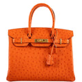 Hermes Birkin 30 Tangerine Ostrich with Gold Hardware - 2016, X - Exclusu
