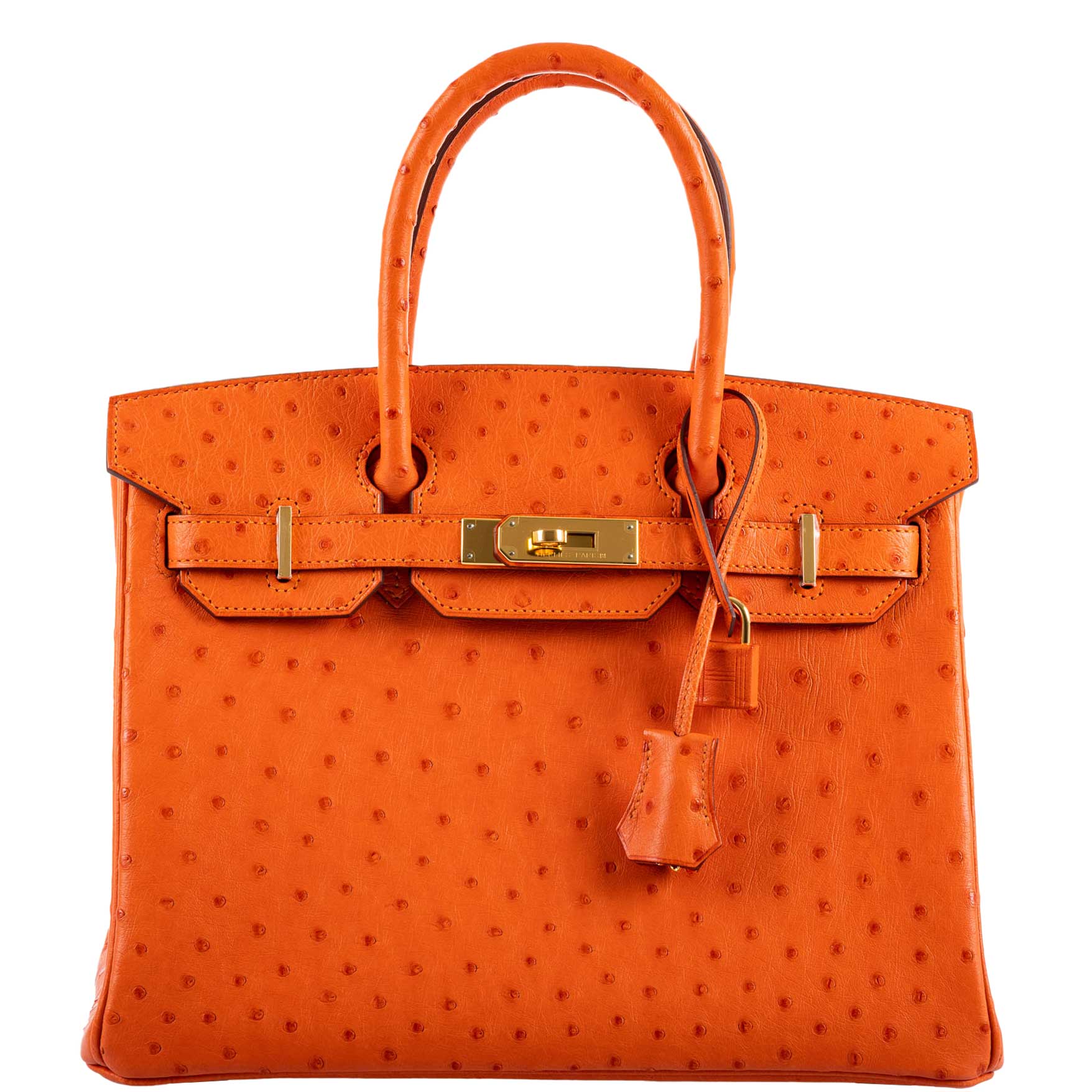 Hermes Birkin 30 Tangerine Ostrich with Gold Hardware - 2016, X - Exclusu
