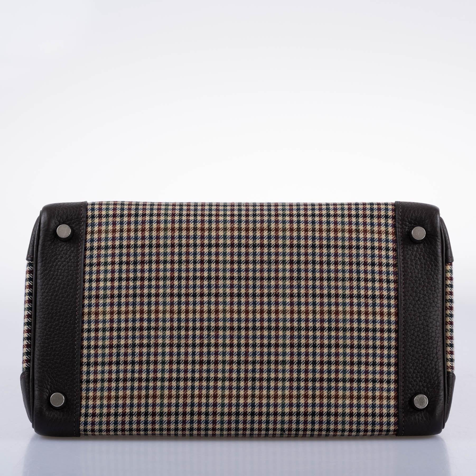 Hermes Birkin 30 Togo And Plaid Wool Lainage Palladium Hardware - 2006, J Square - Exclusu