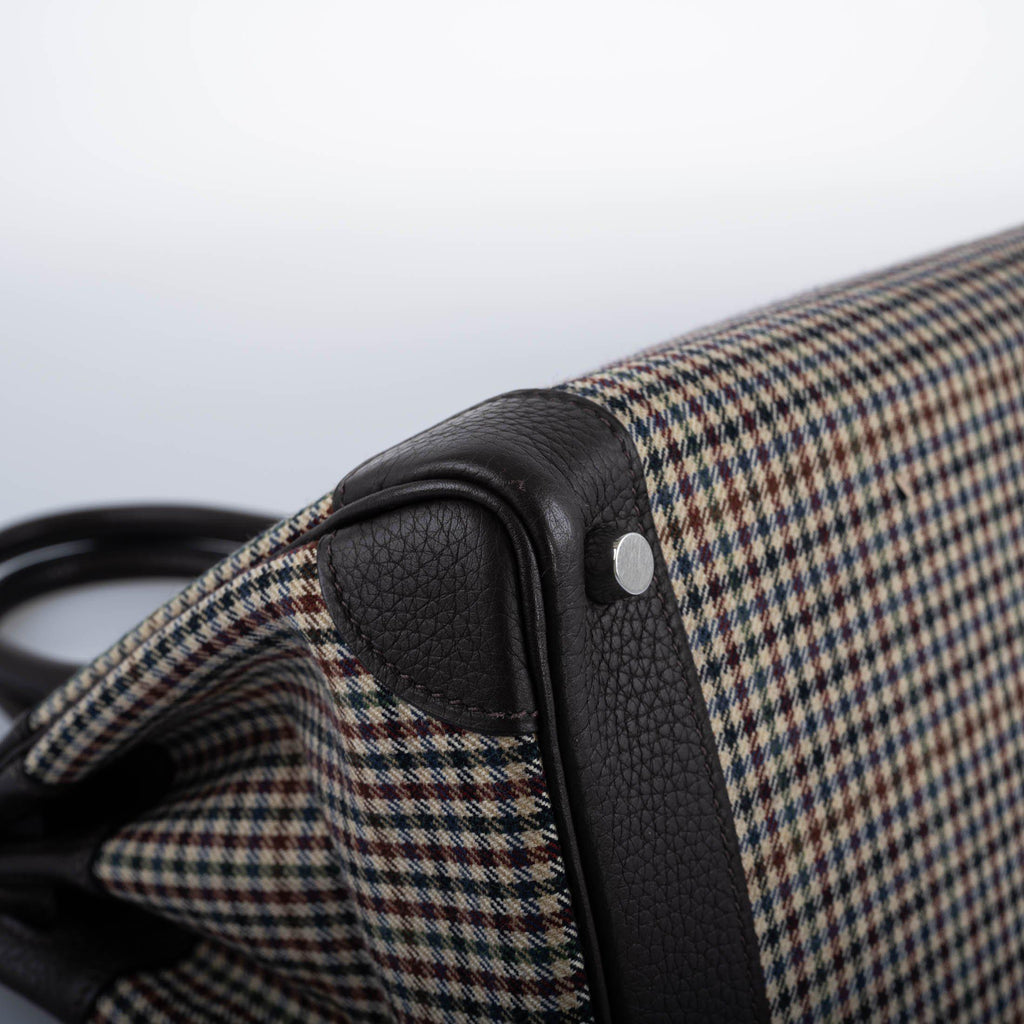 Hermes Birkin 30 Togo And Plaid Wool Lainage Palladium Hardware - 2006, J Square - Exclusu