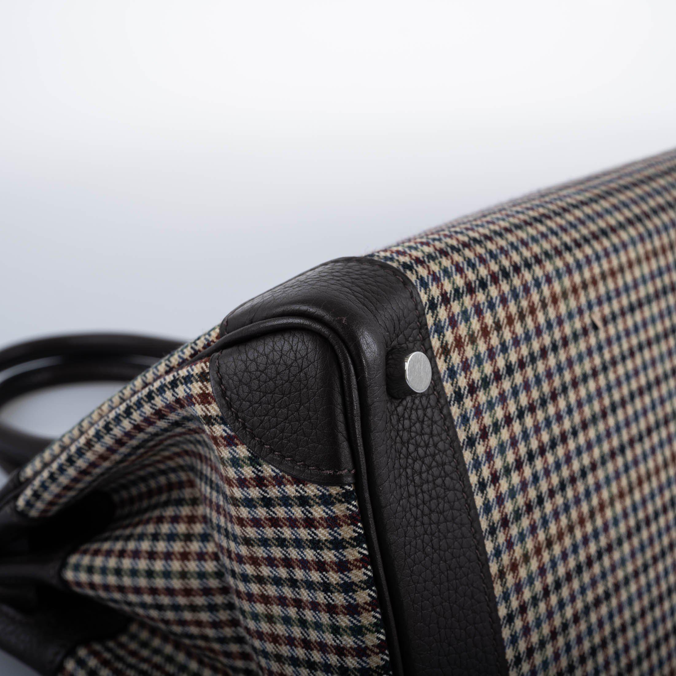 Hermes Birkin 30 Togo And Plaid Wool Lainage Palladium Hardware - 2006, J Square - Exclusu