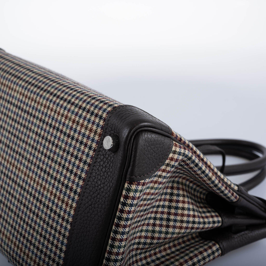 Hermes Birkin 30 Togo And Plaid Wool Lainage Palladium Hardware - 2006, J Square - Exclusu