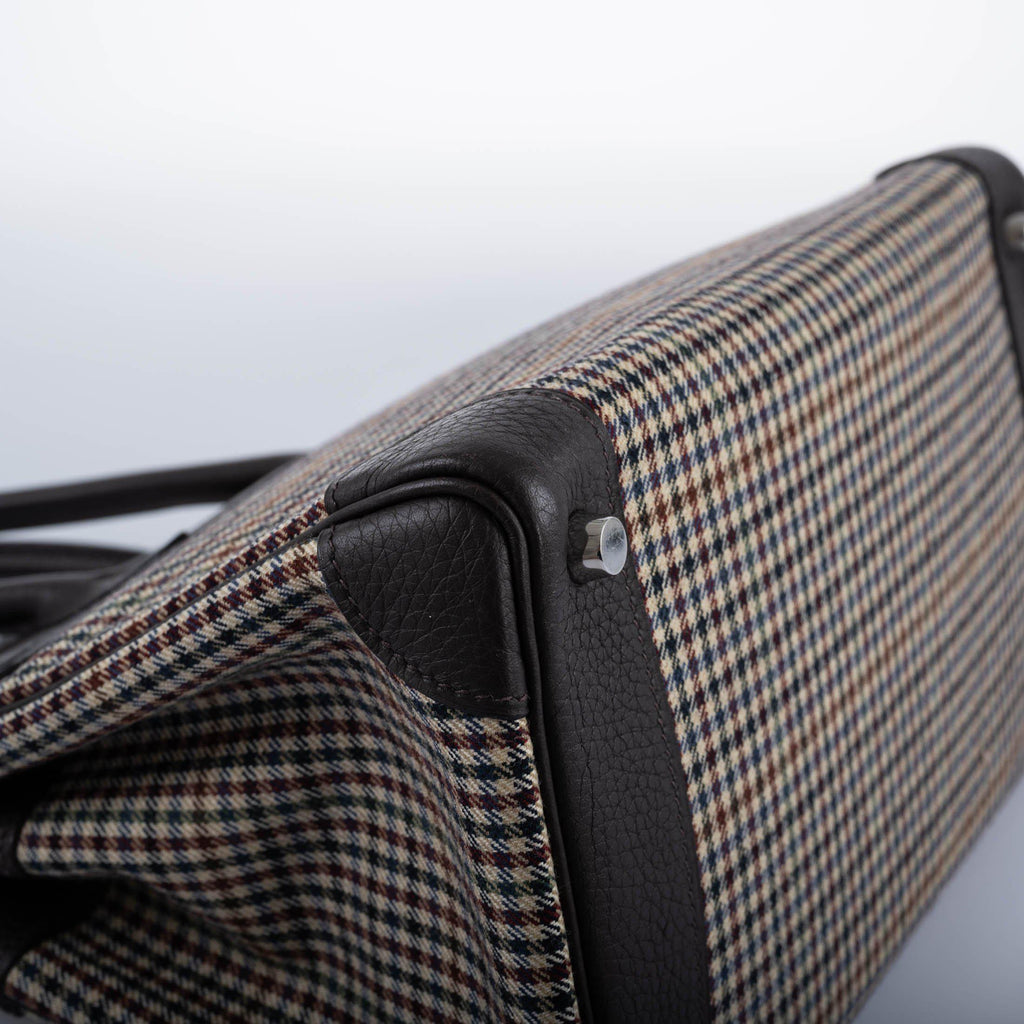 Hermes Birkin 30 Togo And Plaid Wool Lainage Palladium Hardware - 2006, J Square - Exclusu