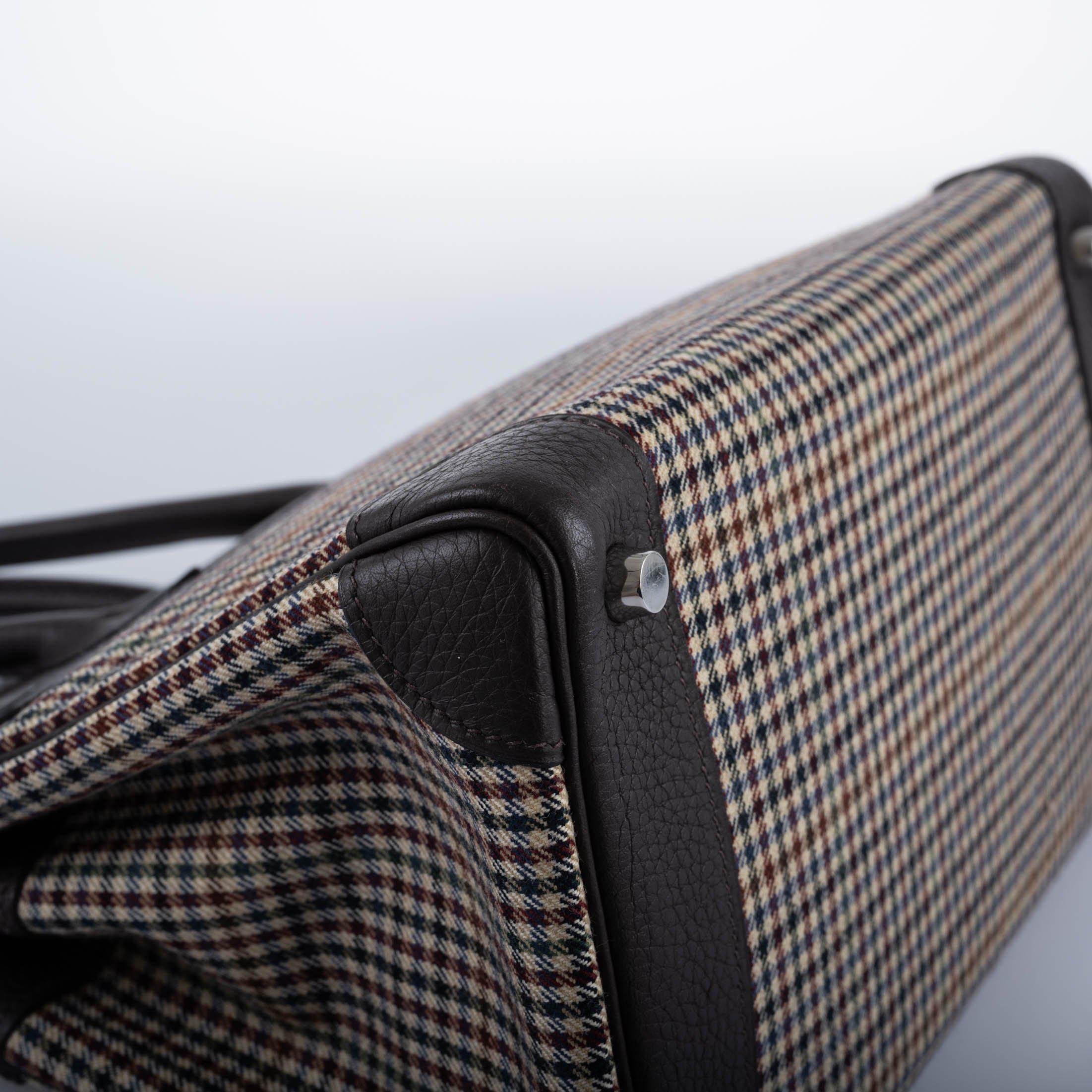 Hermes Birkin 30 Togo And Plaid Wool Lainage Palladium Hardware - 2006, J Square - Exclusu