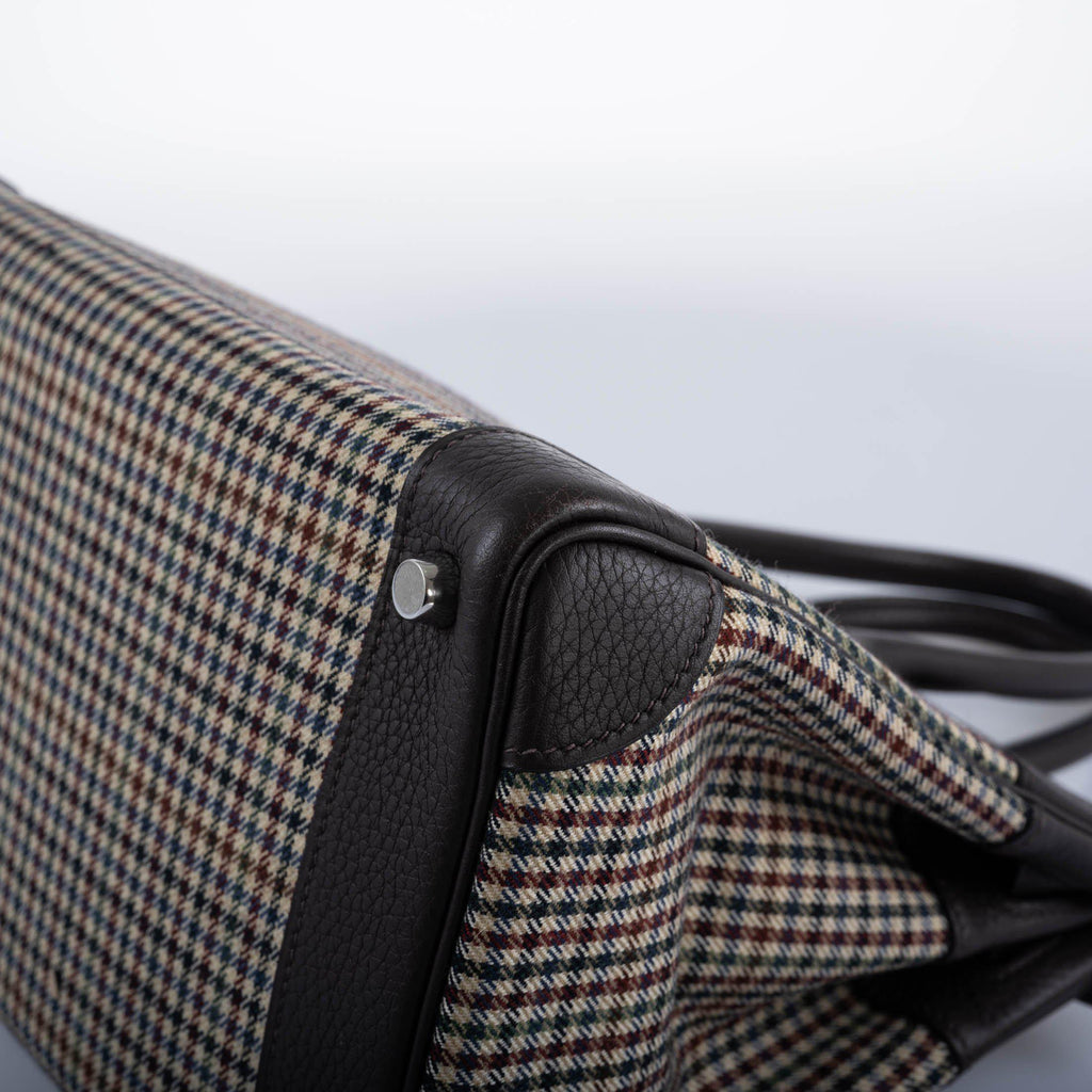 Hermes Birkin 30 Togo And Plaid Wool Lainage Palladium Hardware - 2006, J Square - Exclusu