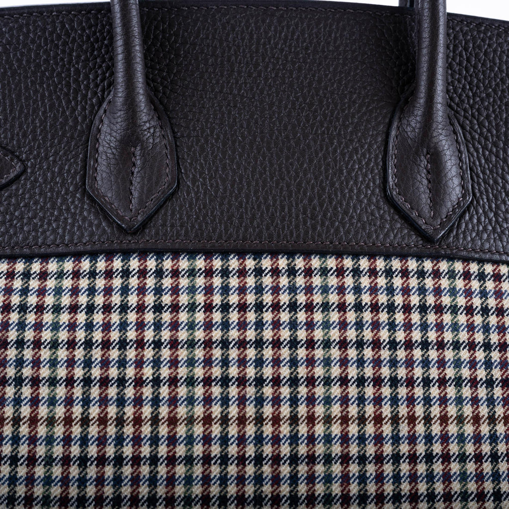 Hermes Birkin 30 Togo And Plaid Wool Lainage Palladium Hardware - 2006, J Square - Exclusu