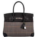Hermes Birkin 30 Togo And Plaid Wool Lainage Palladium Hardware - 2006, J Square - Exclusu