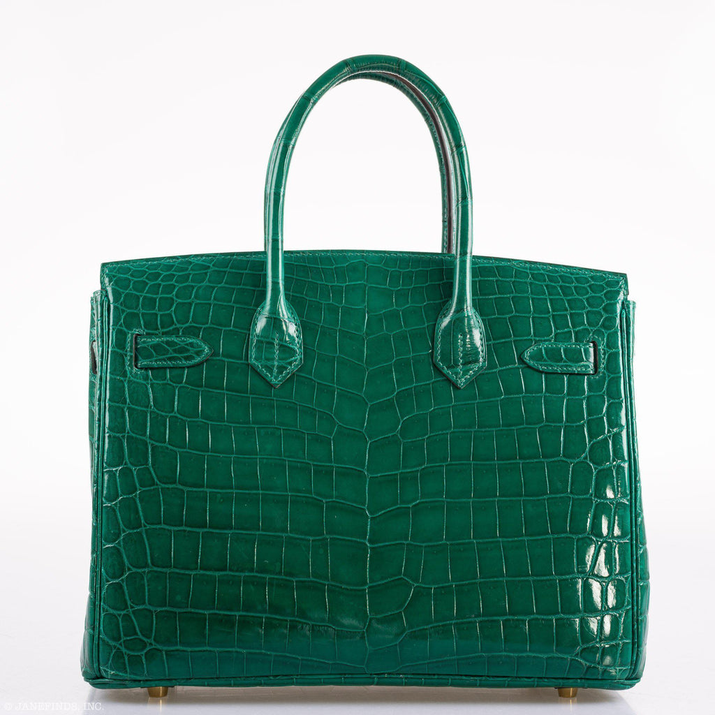Hermes Birkin 30 Vert Emerald Niloticus Crocodile Gold Hardware - 2019, D - Exclusu