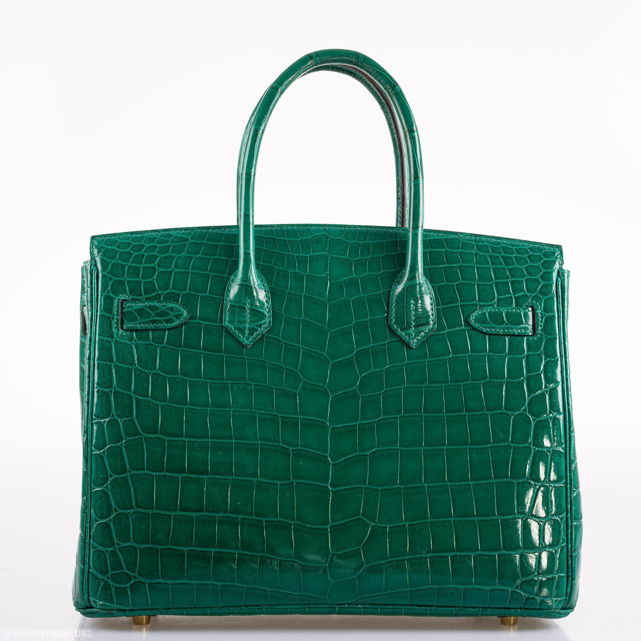 Hermes Birkin 30 Vert Emerald Niloticus Crocodile Gold Hardware - 2019, D - Exclusu