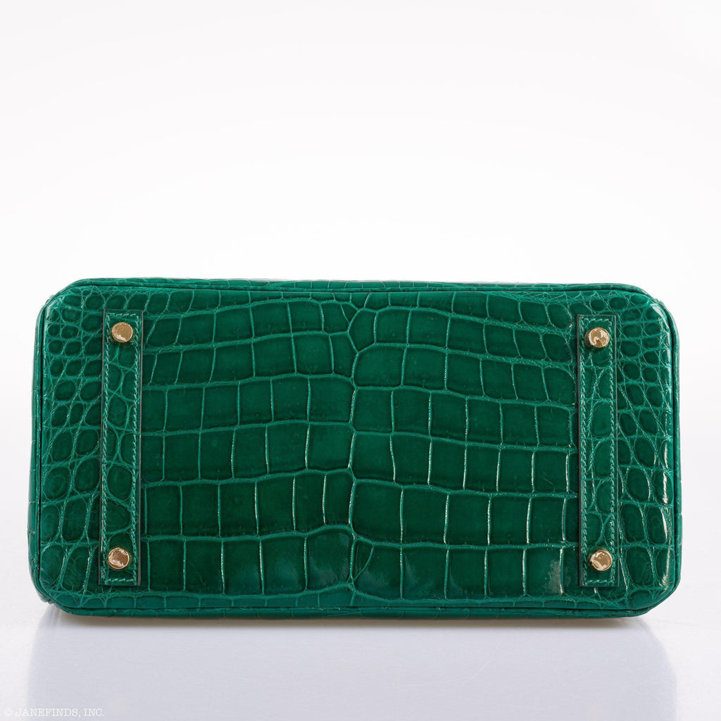 Hermes Birkin 30 Vert Emerald Niloticus Crocodile Gold Hardware - 2019, D - Exclusu