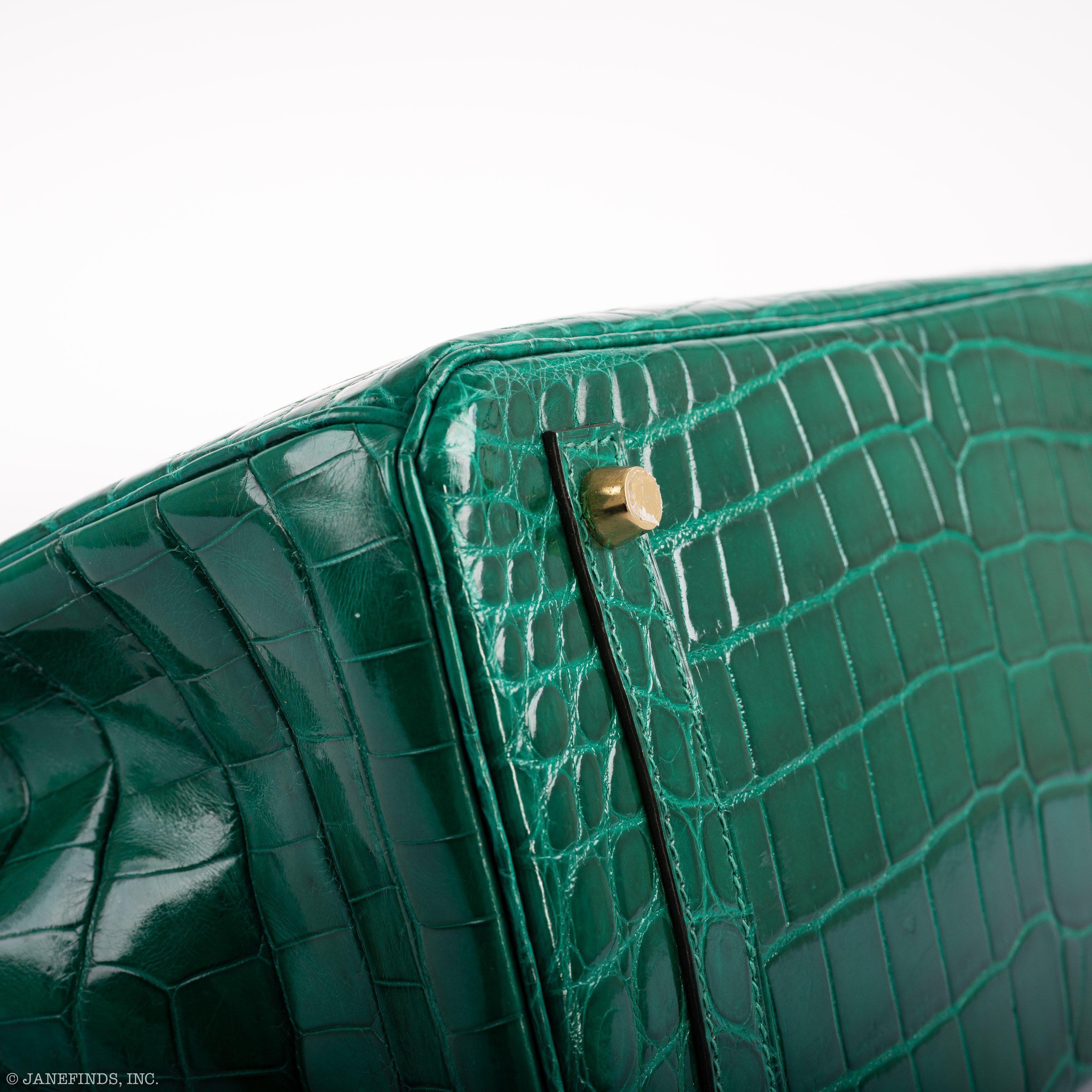 Hermes Birkin 30 Vert Emerald Niloticus Crocodile Gold Hardware - 2019, D - Exclusu