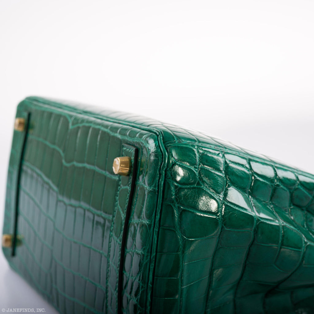 Hermes Birkin 30 Vert Emerald Niloticus Crocodile Gold Hardware - 2019, D - Exclusu