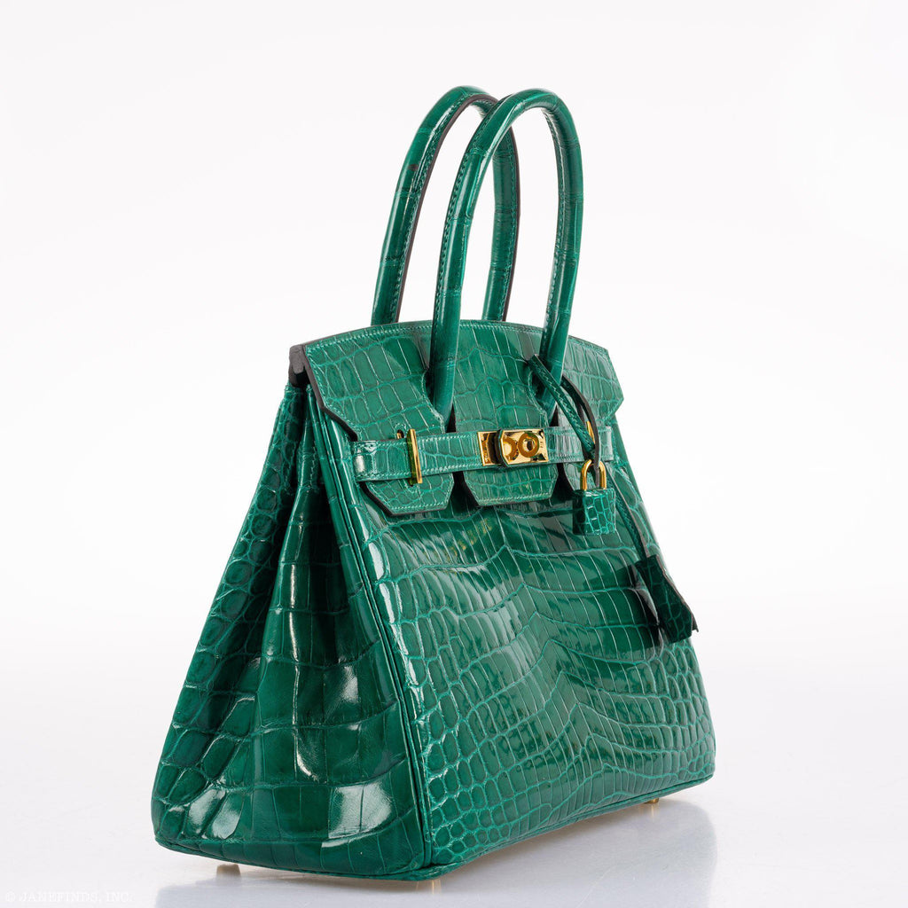 Hermes Birkin 30 Vert Emerald Niloticus Crocodile Gold Hardware - 2019, D - Exclusu