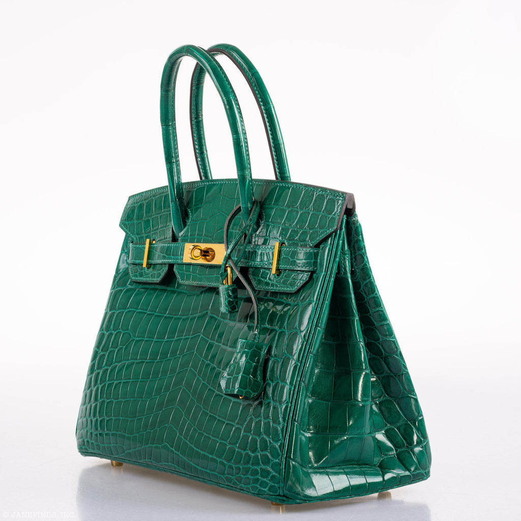 Hermes Birkin 30 Vert Emerald Niloticus Crocodile Gold Hardware - 2019, D - Exclusu