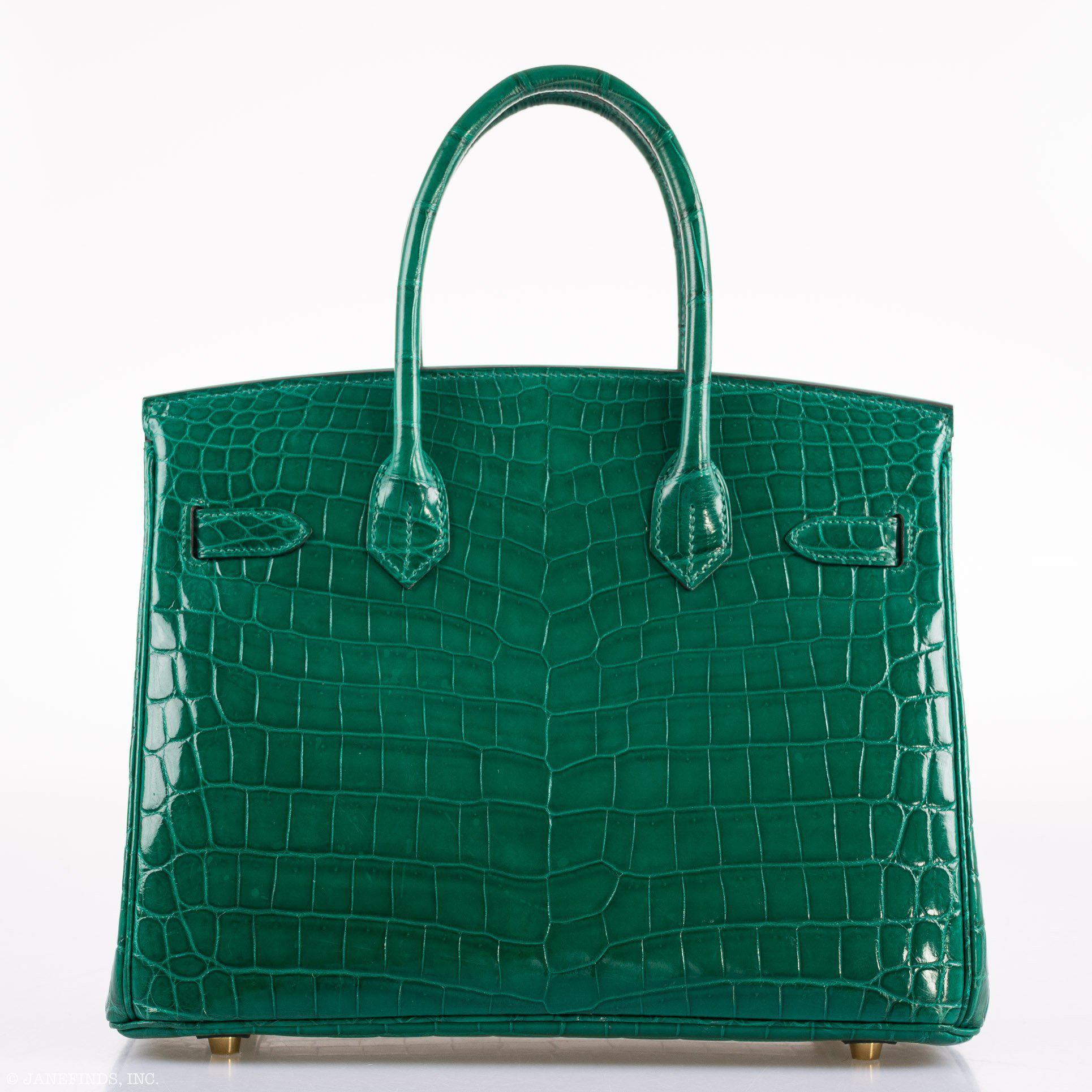 Hermes Birkin 30 Vert Emerald Niloticus Crocodile Gold Hardware - 2019, D - Exclusu