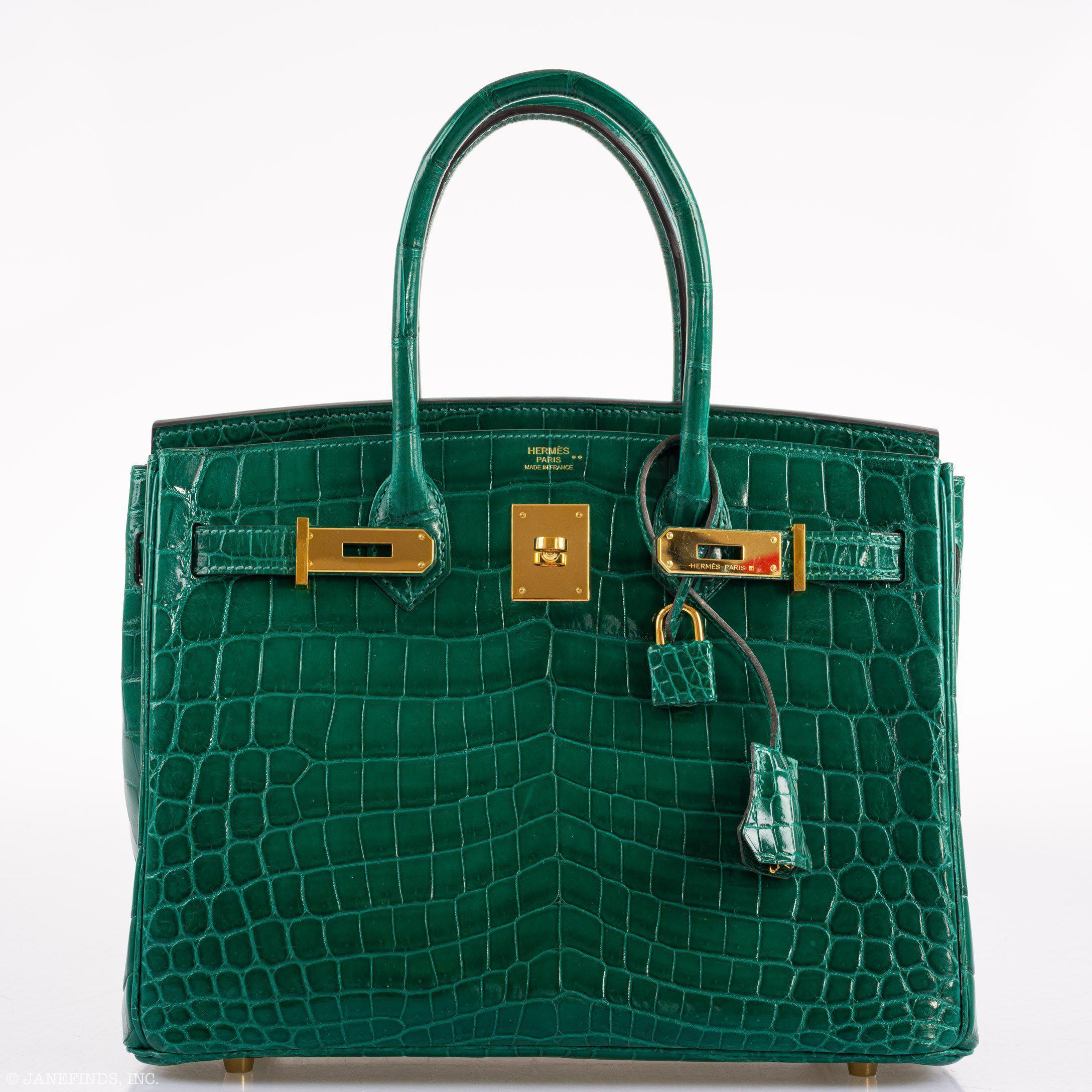 Hermes Birkin 30 Vert Emerald Niloticus Crocodile Gold Hardware - 2019, D - Exclusu