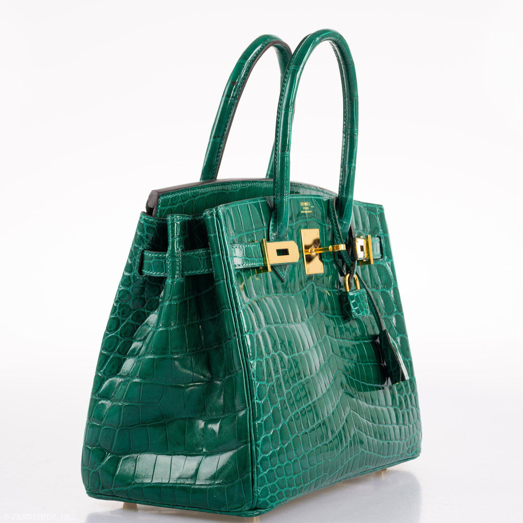 Hermes Birkin 30 Vert Emerald Niloticus Crocodile Gold Hardware - 2019, D - Exclusu