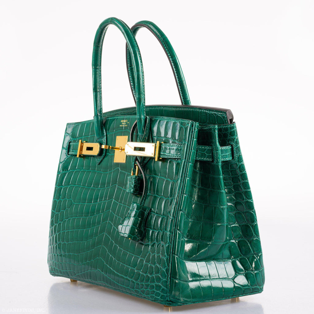 Hermes Birkin 30 Vert Emerald Niloticus Crocodile Gold Hardware - 2019, D - Exclusu