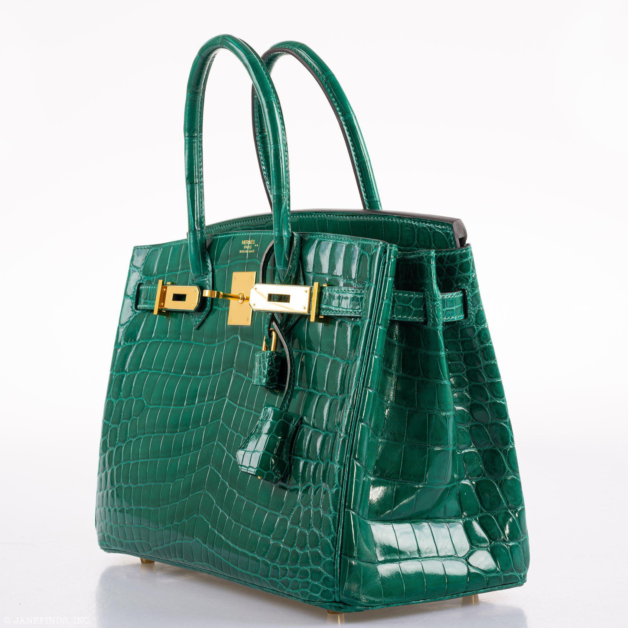 Hermes Birkin 30 Vert Emerald Niloticus Crocodile Gold Hardware - 2019, D - Exclusu