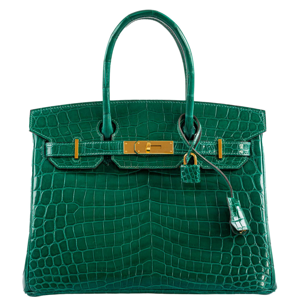 Hermes Birkin 30 Vert Emerald Niloticus Crocodile Gold Hardware - 2019, D - Exclusu