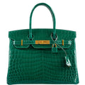 Hermes Birkin 30 Vert Emerald Niloticus Crocodile Gold Hardware - 2019, D - Exclusu