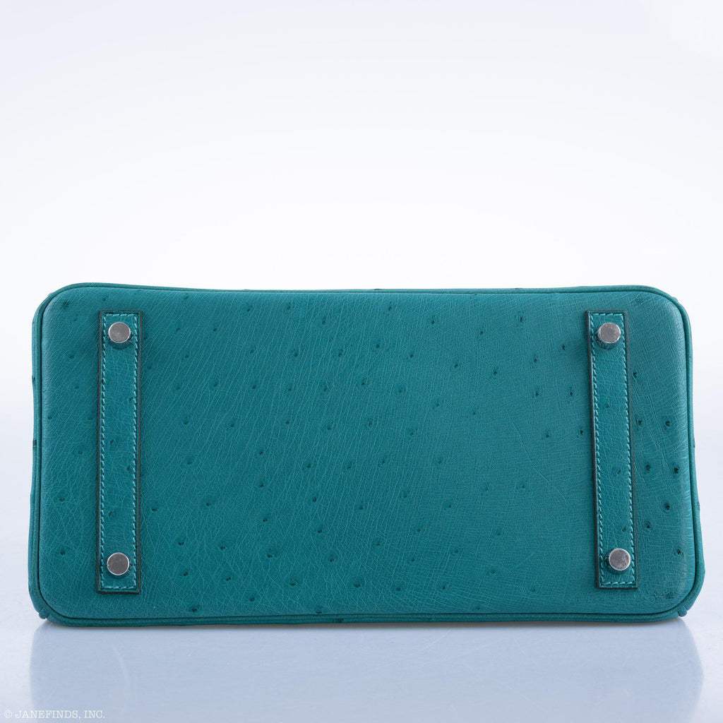 Hermes Birkin 30 Vert Verone Ostrich Palladium Hardware - 2020, Y - Exclusu