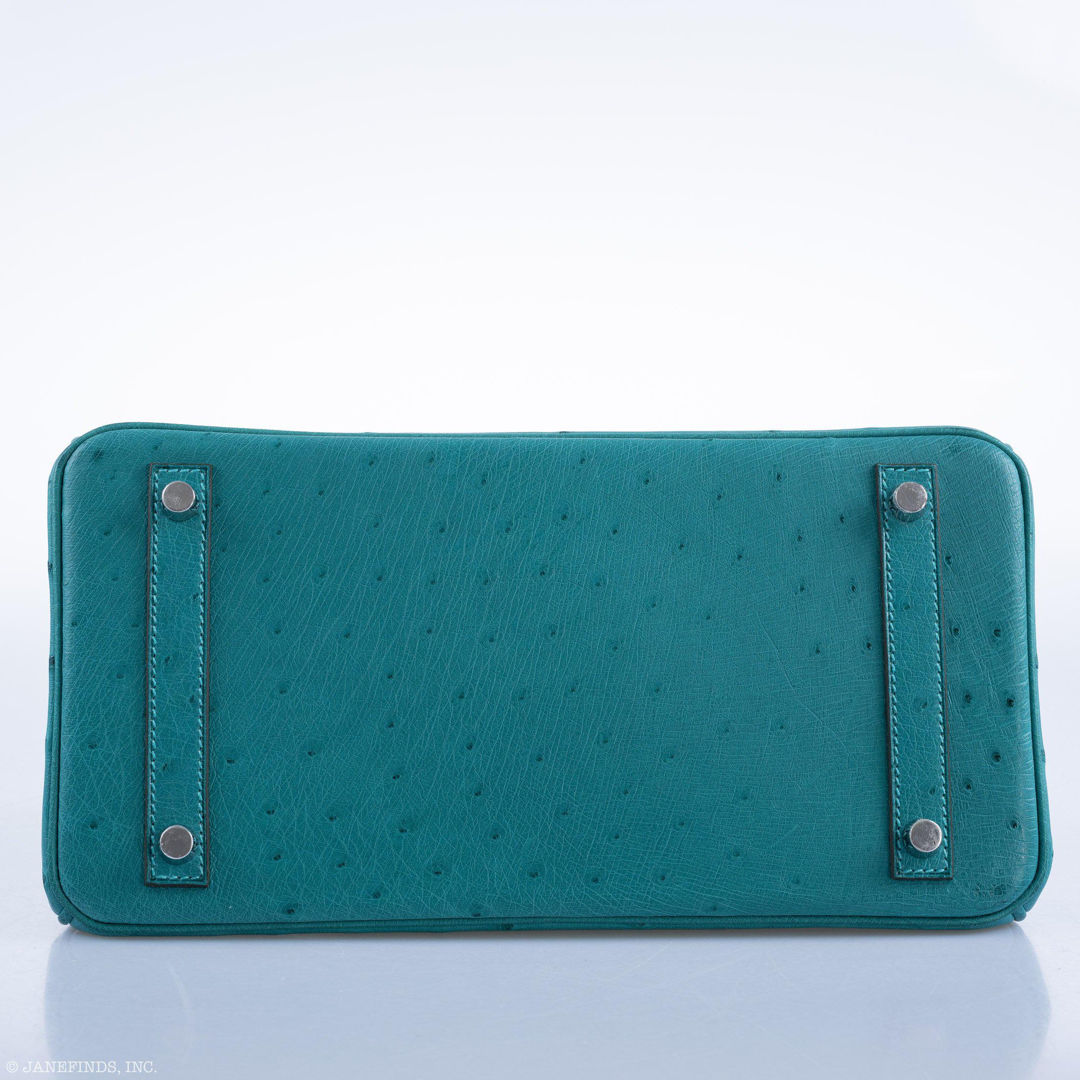 Hermes Birkin 30 Vert Verone Ostrich Palladium Hardware - 2020, Y - Exclusu