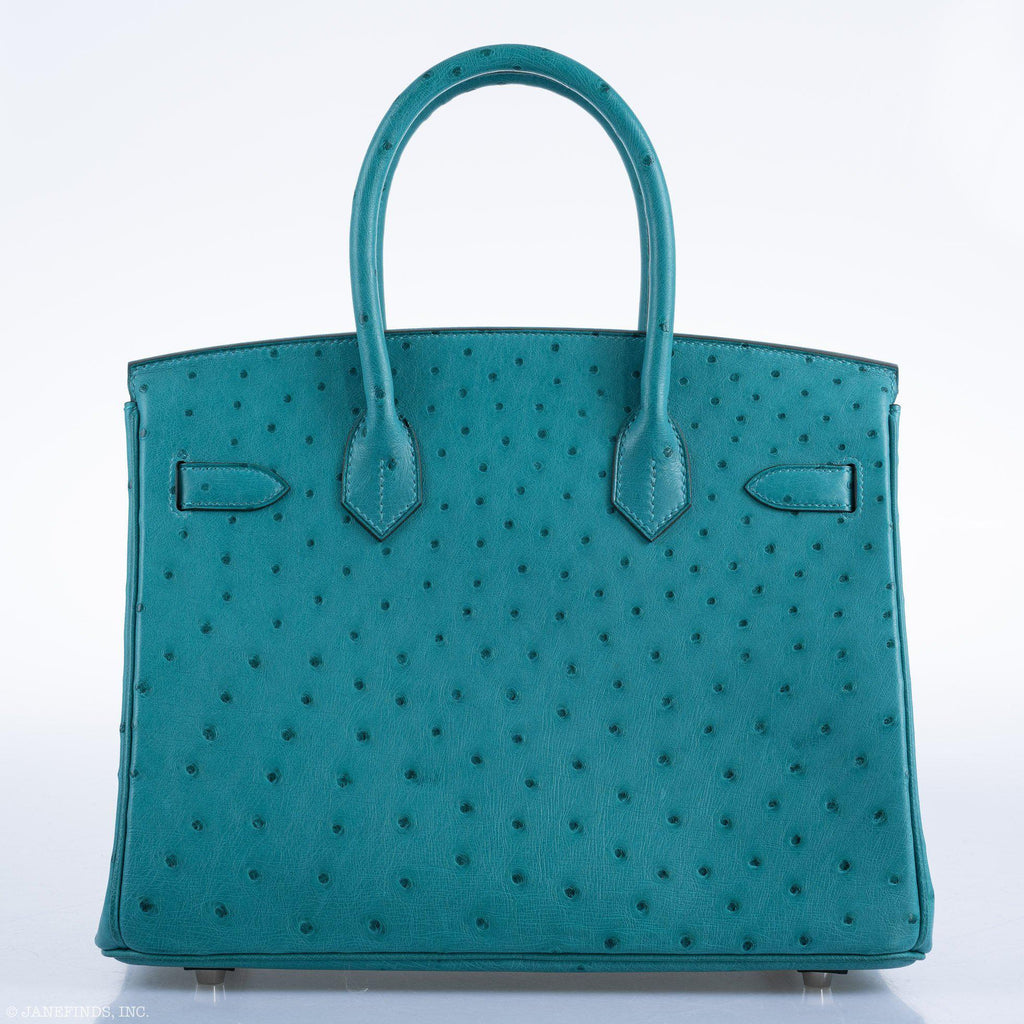 Hermes Birkin 30 Vert Verone Ostrich Palladium Hardware - 2020, Y - Exclusu