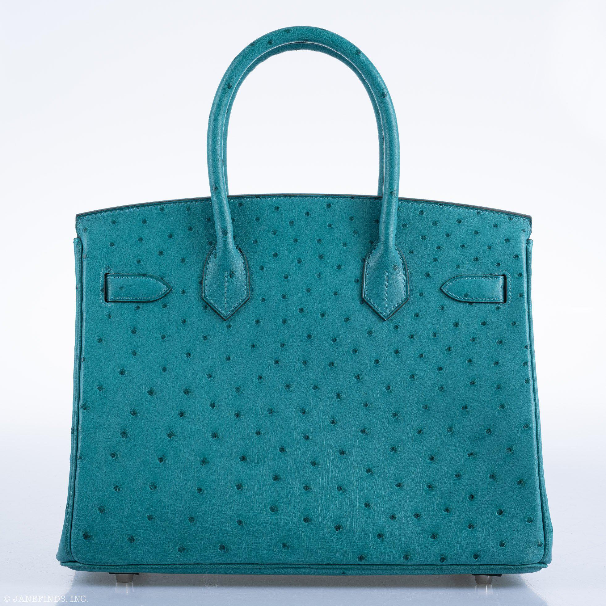 Hermes Birkin 30 Vert Verone Ostrich Palladium Hardware - 2020, Y - Exclusu