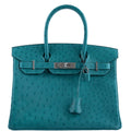 Hermes Birkin 30 Vert Verone Ostrich Palladium Hardware - 2020, Y - Exclusu