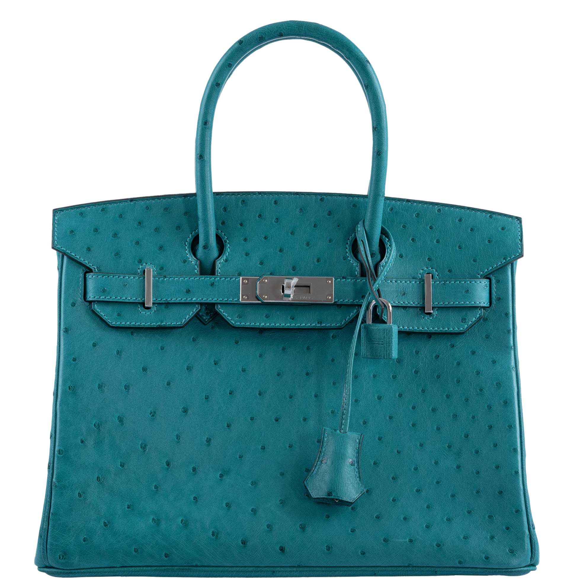 Hermes Birkin 30 Vert Verone Ostrich Palladium Hardware - 2020, Y - Exclusu