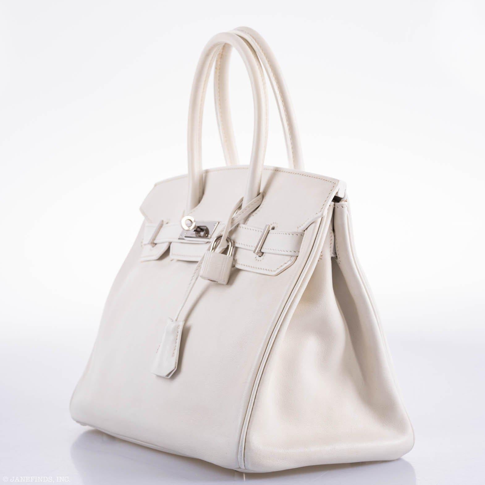Hermes Birkin 30 White Swift with Palladium Hardware - 2007, K Square - Exclusu