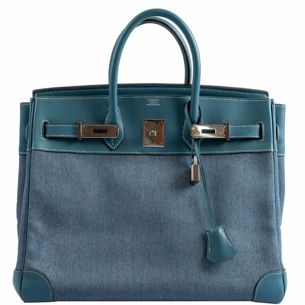 Hermes Birkin 32 HAC Denim & Blue Jean Gulliver Leather Palladium Hardware - Exclusu