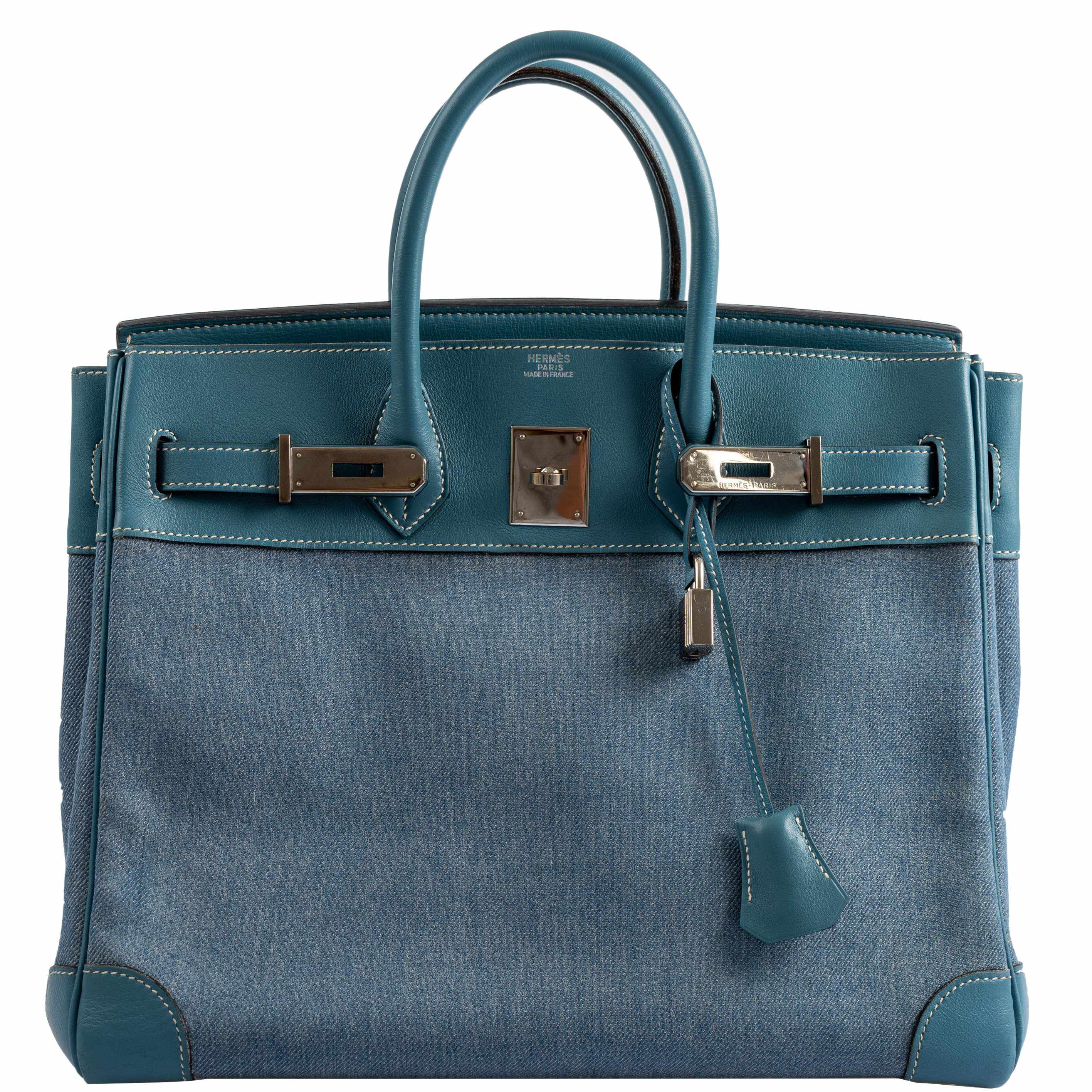 Hermes Birkin 32 HAC Denim & Blue Jean Gulliver Leather Palladium Hardware - Exclusu