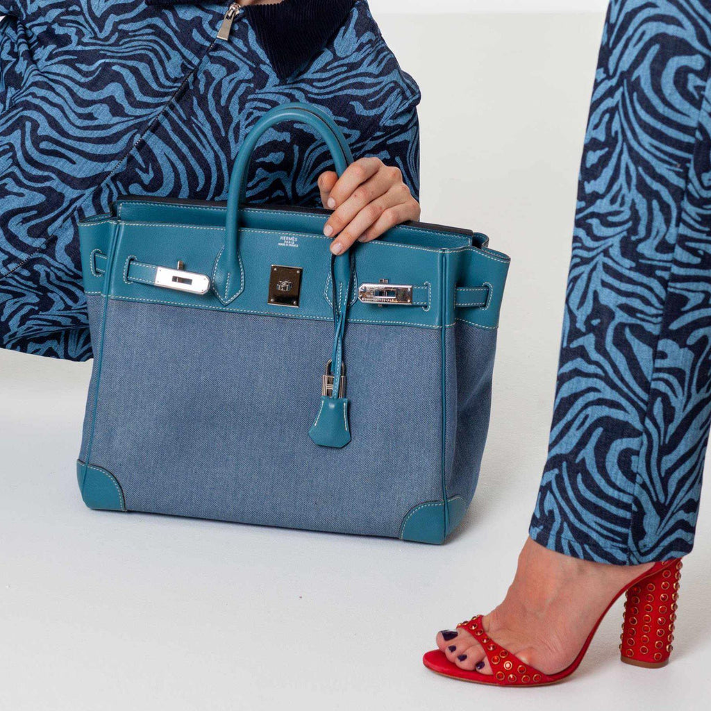 Hermes Birkin 32 HAC Denim & Blue Jean Gulliver Leather Palladium Hardware - Exclusu