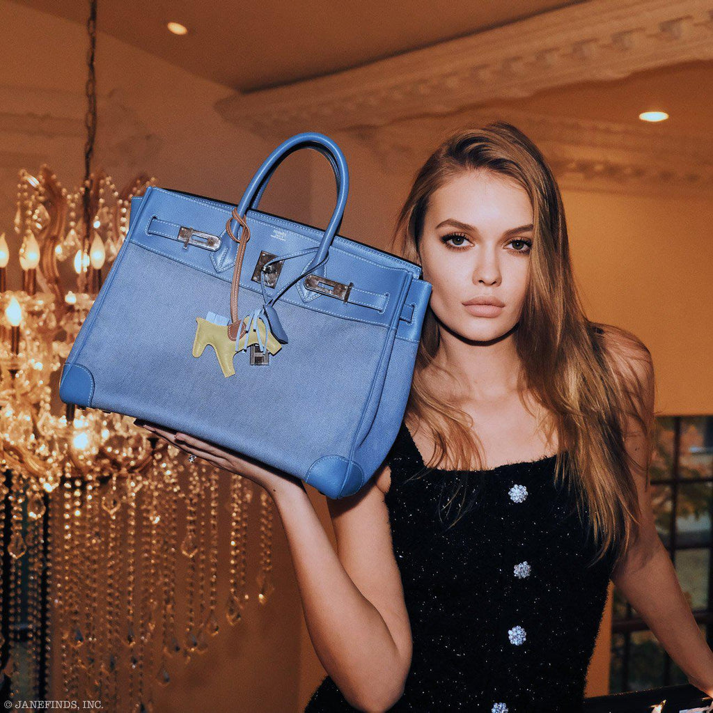 Hermes Birkin 32 HAC Denim & Blue Jean Gulliver Leather Palladium Hardware - Exclusu