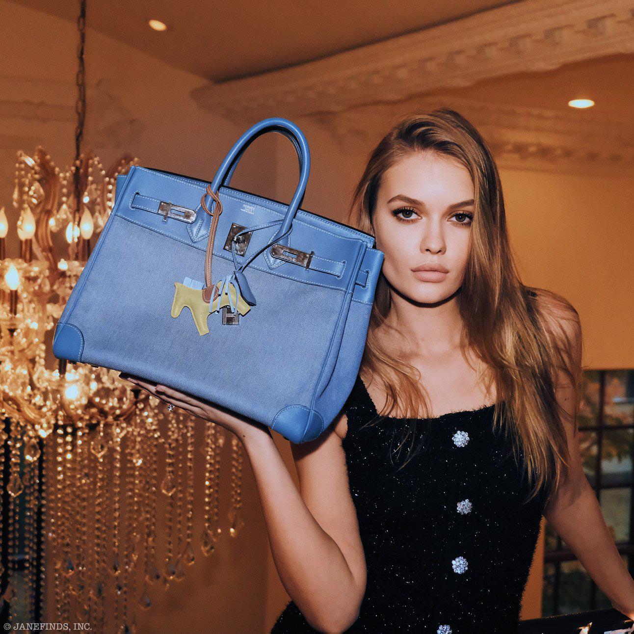 Hermes Birkin 32 HAC Denim & Blue Jean Gulliver Leather Palladium Hardware - Exclusu