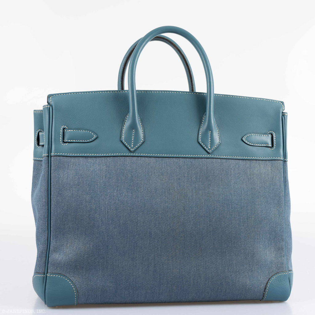 Hermes Birkin 32 HAC Denim & Blue Jean Gulliver Leather Palladium Hardware - Exclusu