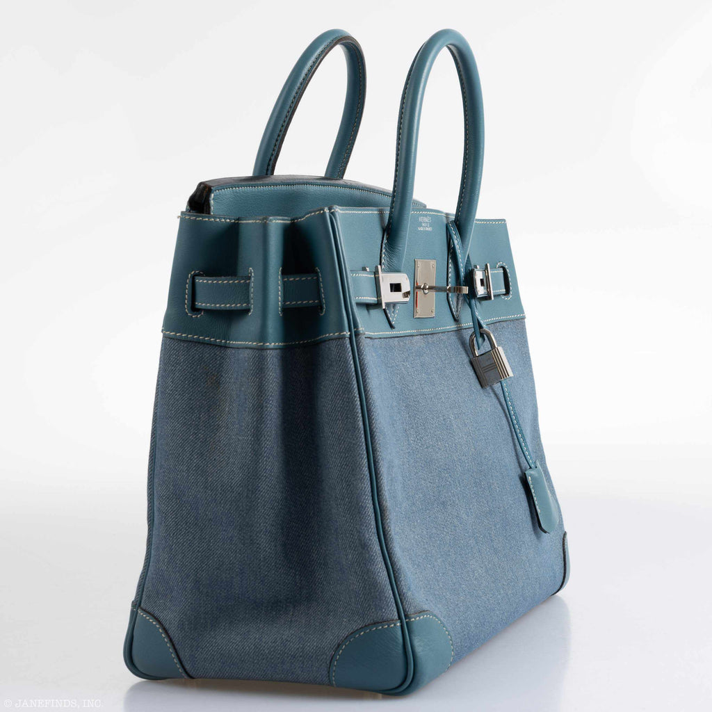 Hermes Birkin 32 HAC Denim & Blue Jean Gulliver Leather Palladium Hardware - Exclusu