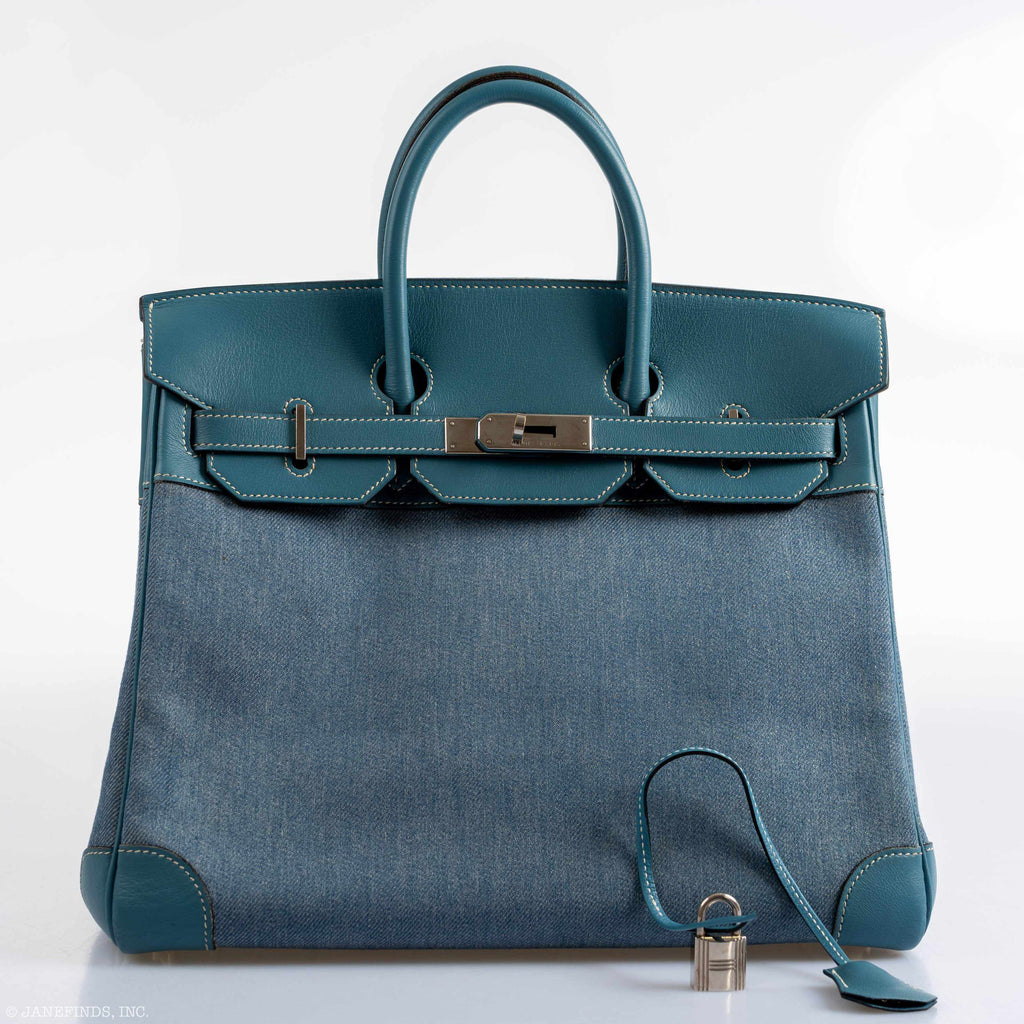 Hermes Birkin 32 HAC Denim & Blue Jean Gulliver Leather Palladium Hardware - Exclusu