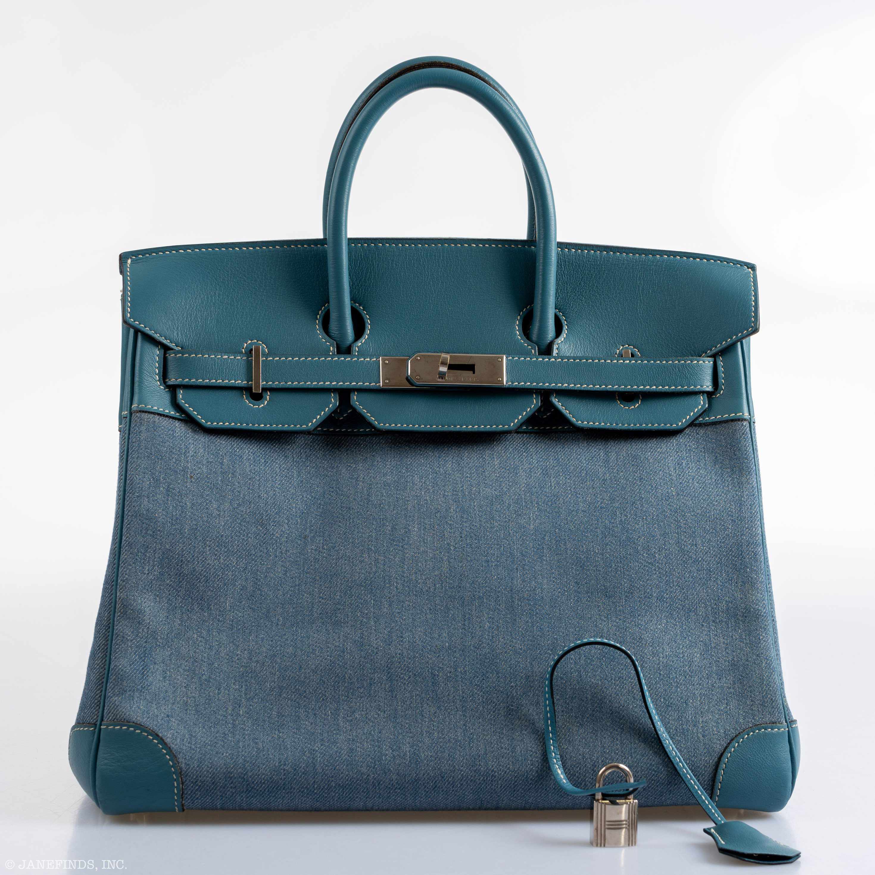Hermes Birkin 32 HAC Denim & Blue Jean Gulliver Leather Palladium Hardware - Exclusu