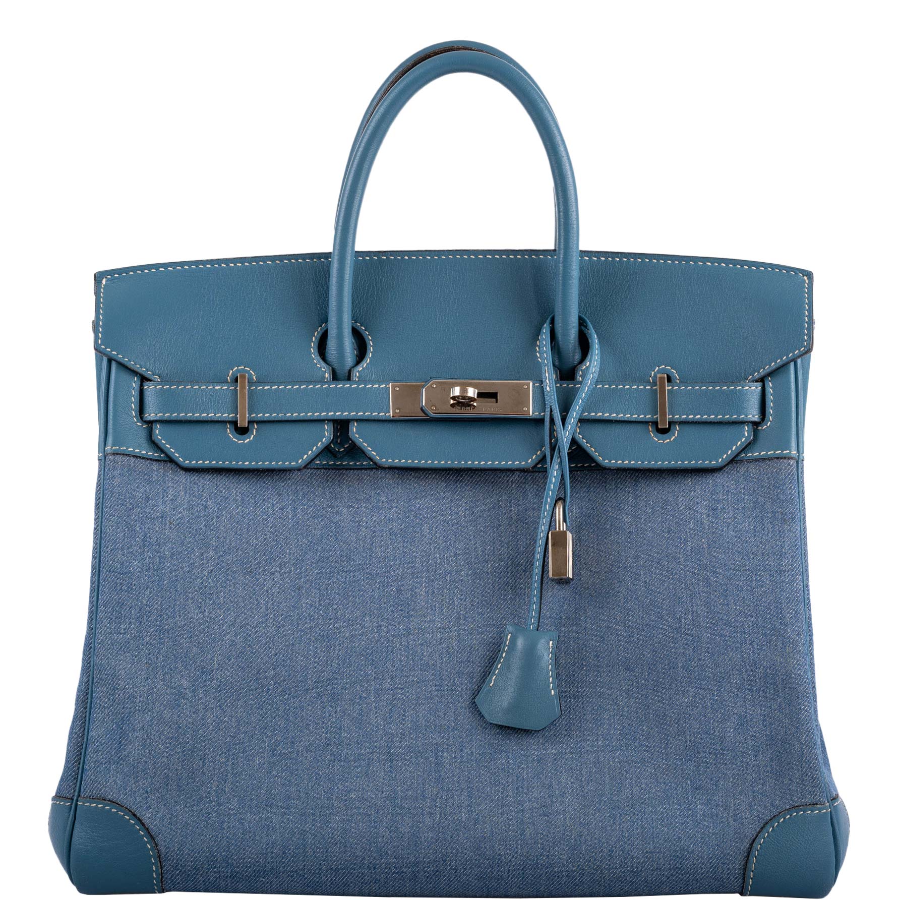 Hermes Birkin 32 HAC Denim & Blue Jean Gulliver Leather Palladium Hardware - Exclusu