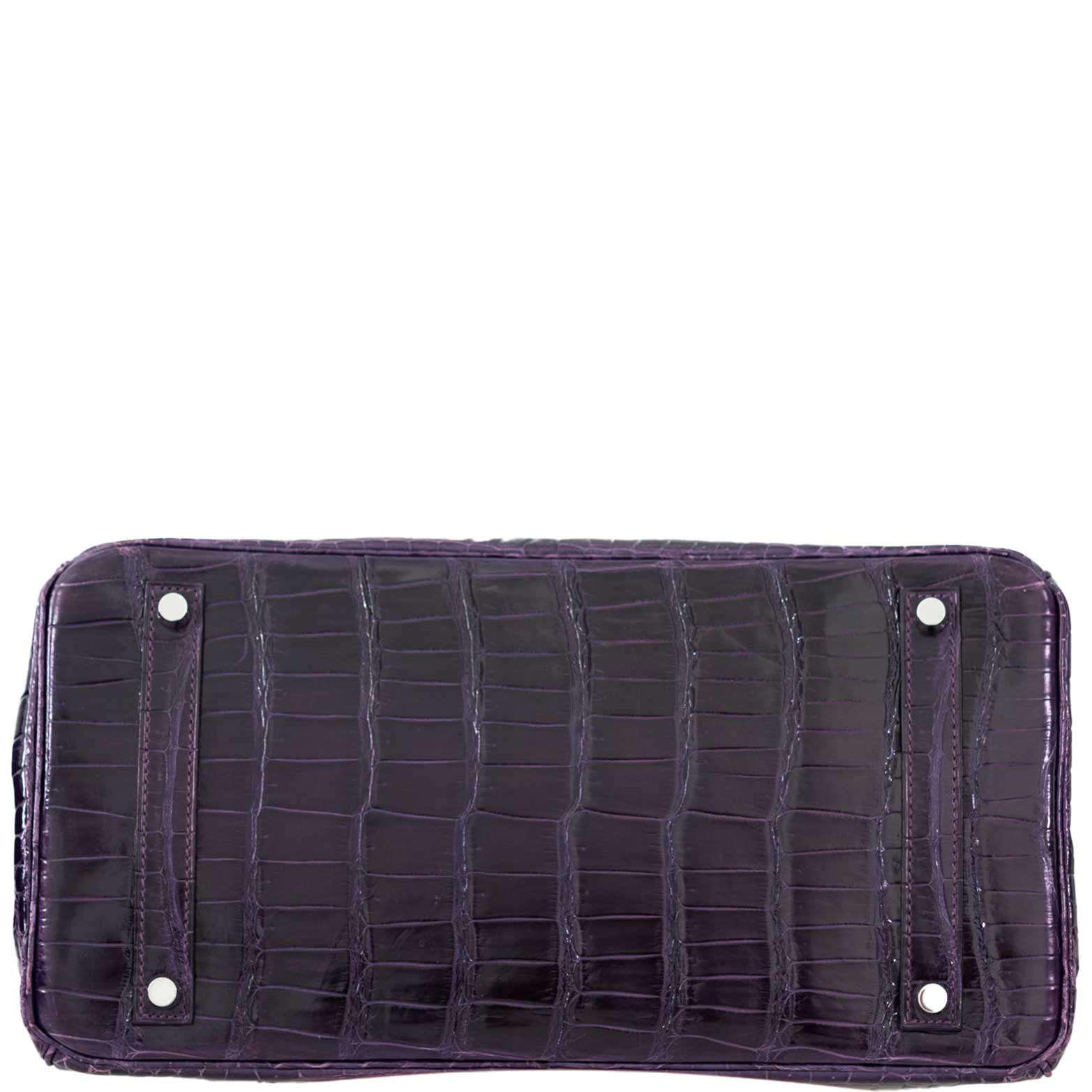 Hermes Birkin 35 Amethyst Porosus Crocodile with Palladium Hardware - 2009, M Square - Exclusu