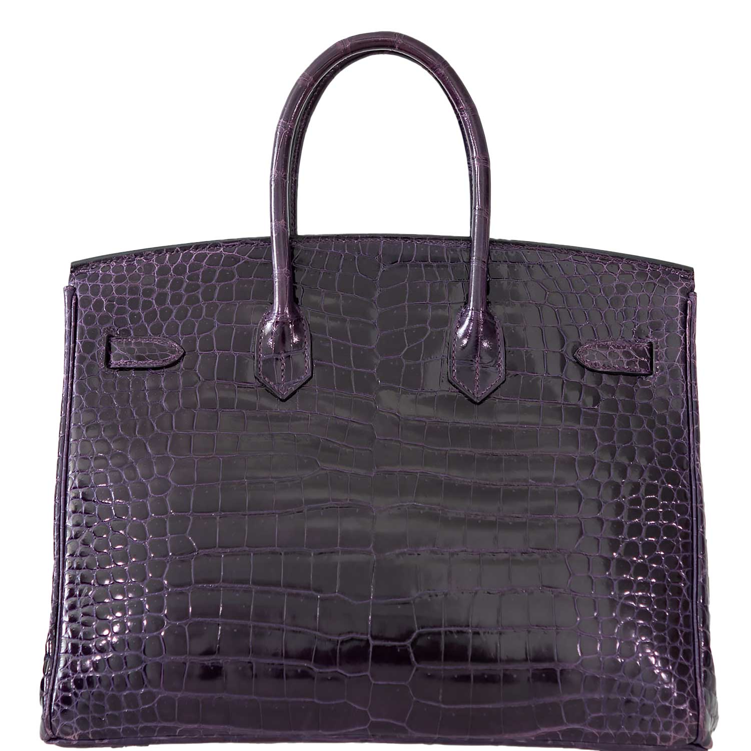 Hermes Birkin 35 Amethyst Porosus Crocodile with Palladium Hardware - 2009, M Square - Exclusu
