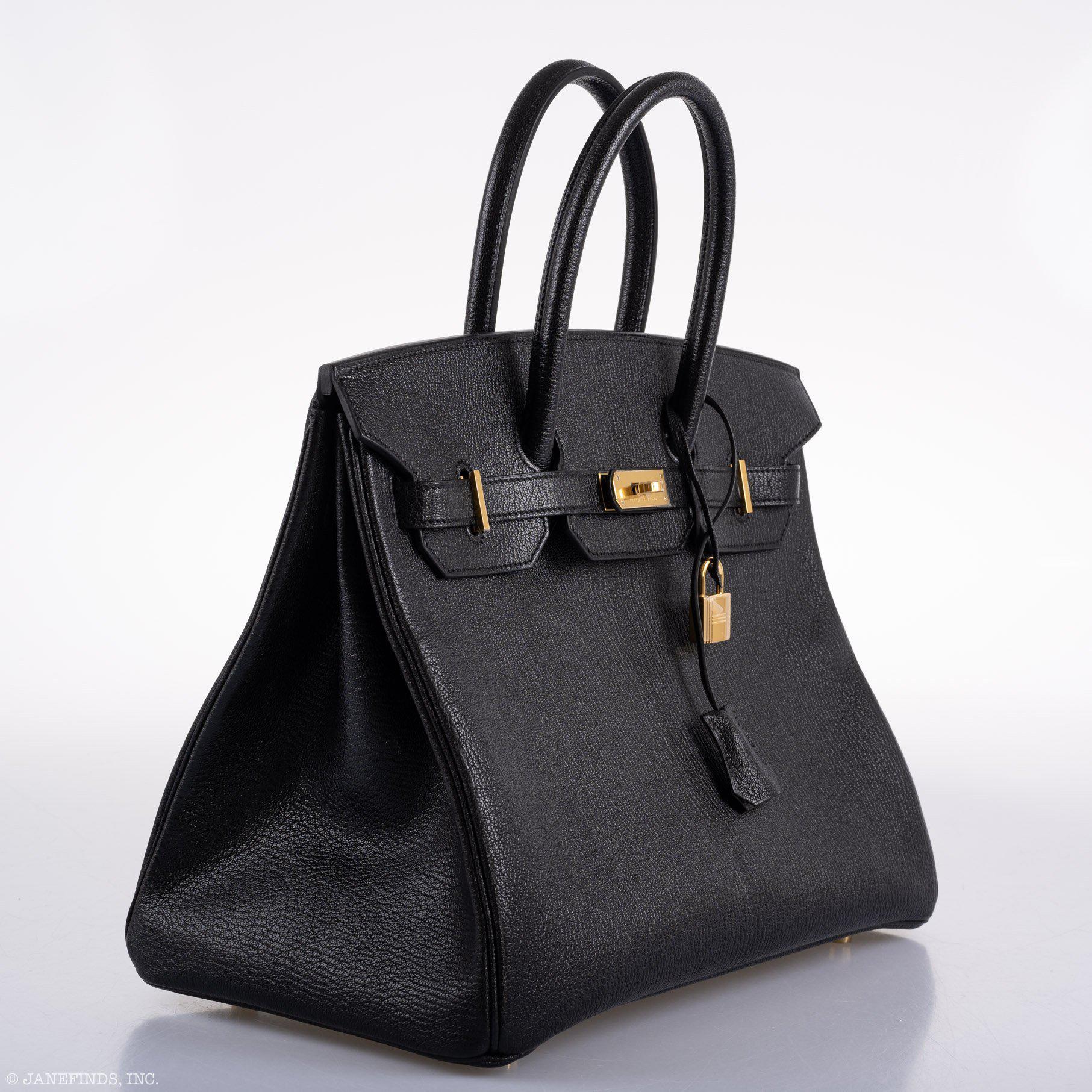 Hermes Birkin 35 Black Chevre De Coromandel with Gold Hardware - 2019, D - Exclusu