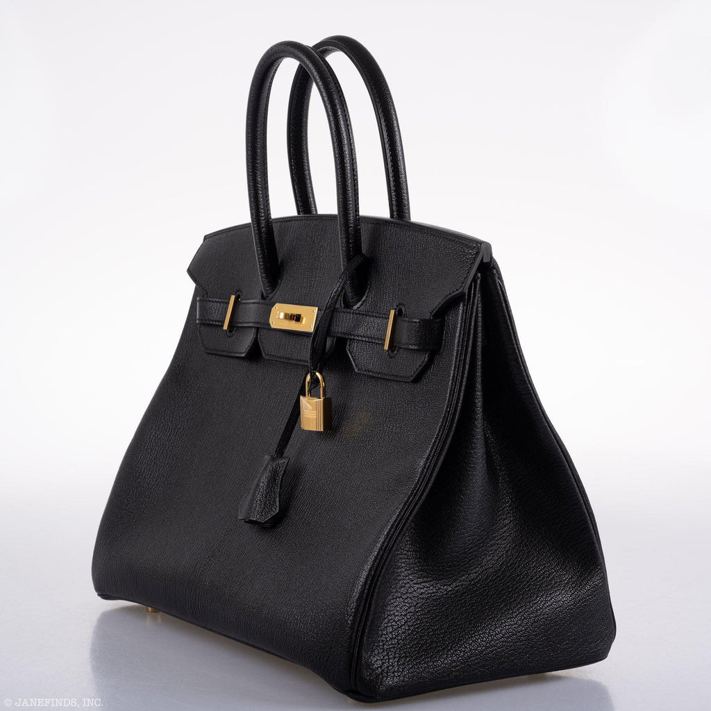 Hermes Birkin 35 Black Chevre De Coromandel with Gold Hardware - 2019, D - Exclusu